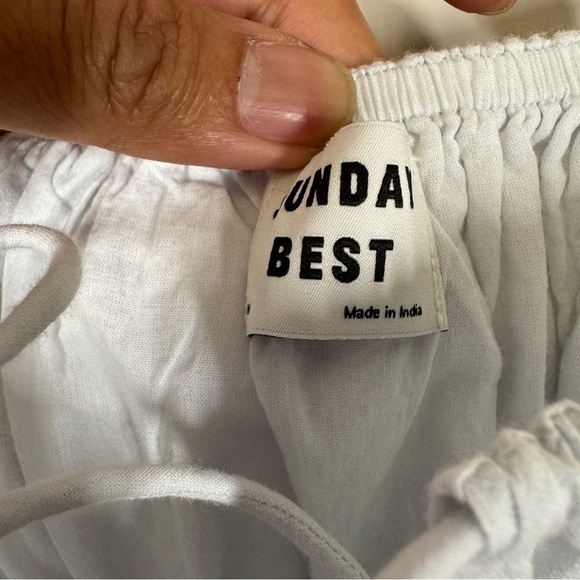 Aritzia Sunday Best Organic Cotton Puff Sleeve Babydoll Mini Dress Size Large - Picture 10 of 13